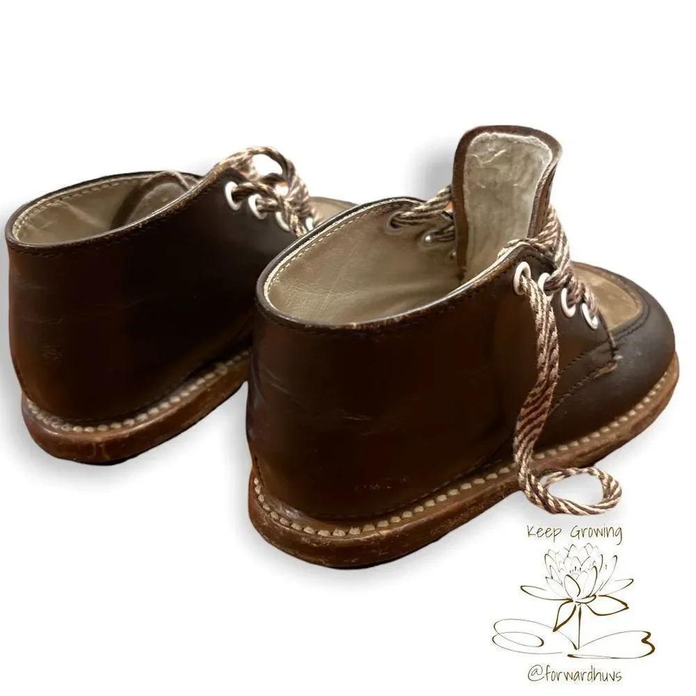 Children’s Vintage Leather Hand-Crafted Baby / Toddler Shoes Size 4.5